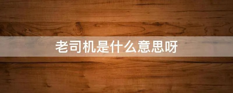 老司机是什么意思呀