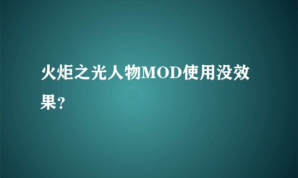 火炬之光人物MOD使用没效果？