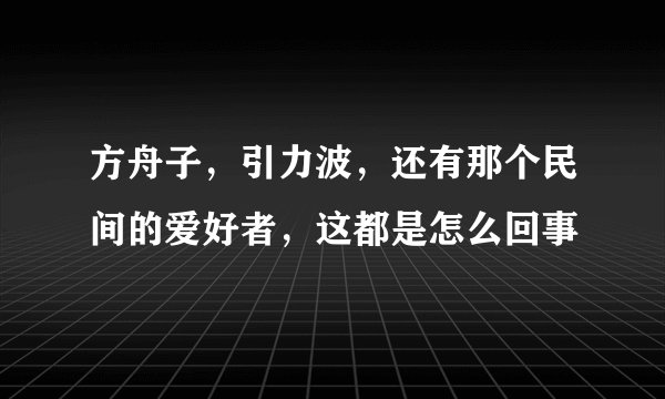 方舟子，引力波，还有那个民间的爱好者，这都是怎么回事