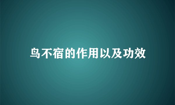 鸟不宿的作用以及功效