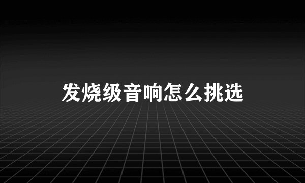 发烧级音响怎么挑选
