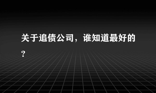 关于追债公司，谁知道最好的？