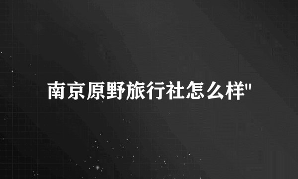 南京原野旅行社怎么样
