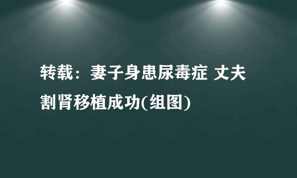 转载：妻子身患尿毒症 丈夫割肾移植成功(组图)