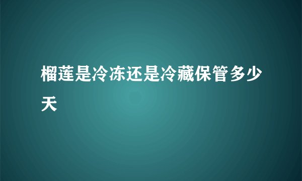 榴莲是冷冻还是冷藏保管多少天