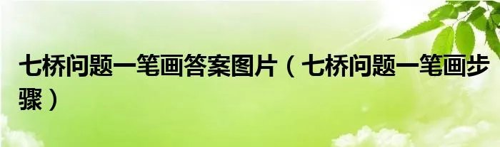 七桥问题一笔画答案图片（七桥问题一笔画步骤）