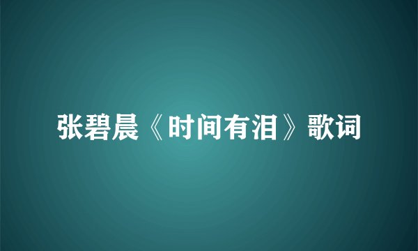 张碧晨《时间有泪》歌词