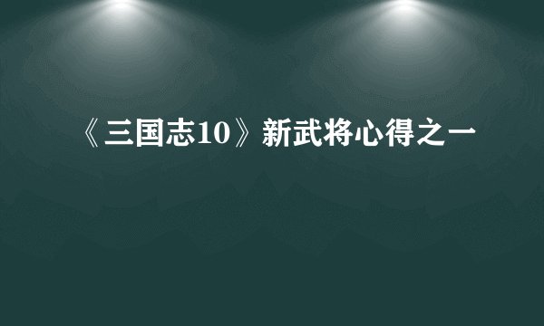 《三国志10》新武将心得之一