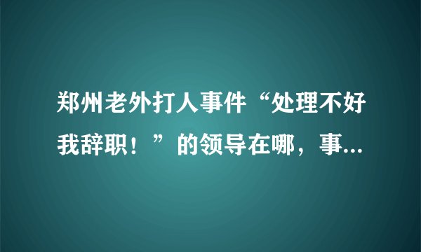 郑州老外打人事件“处理不好我辞职!”的领导在哪,事情处理的如何?