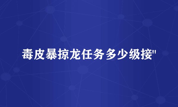 毒皮暴掠龙任务多少级接