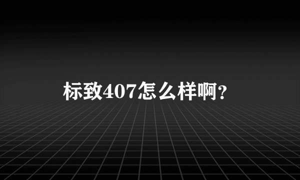 标致407怎么样啊？