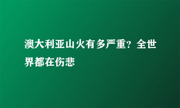 澳大利亚山火有多严重？全世界都在伤悲