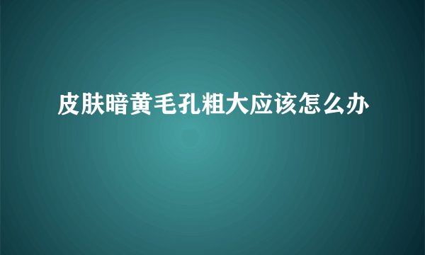 皮肤暗黄毛孔粗大应该怎么办