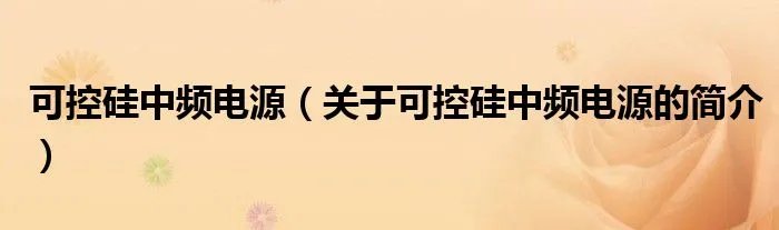 可控硅中频电源(关于可控硅中频电源的简介)
