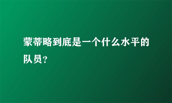 蒙蒂略到底是一个什么水平的队员？