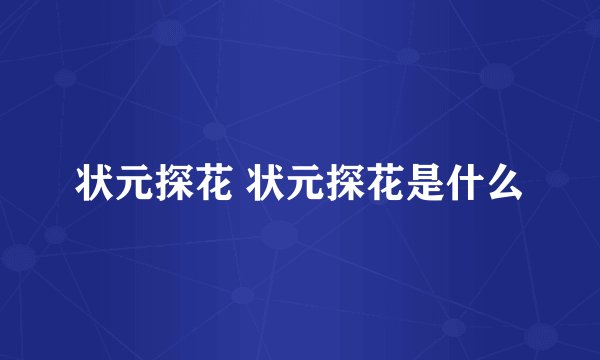状元探花 状元探花是什么