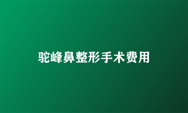 驼峰鼻整形手术费用