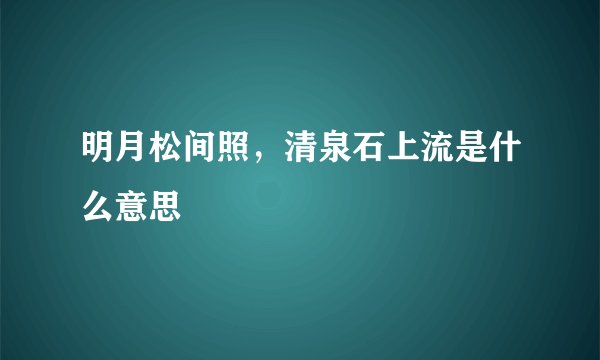 明月松间照，清泉石上流是什么意思