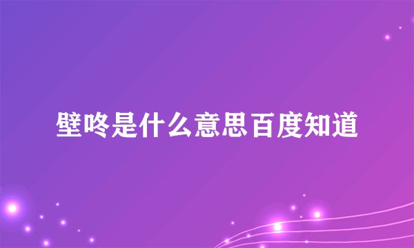 壁咚是什么意思百度知道