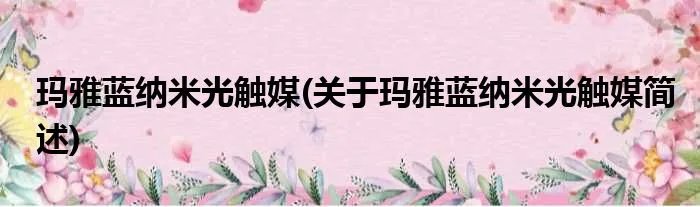 玛雅蓝纳米光触媒(关于玛雅蓝纳米光触媒简述)