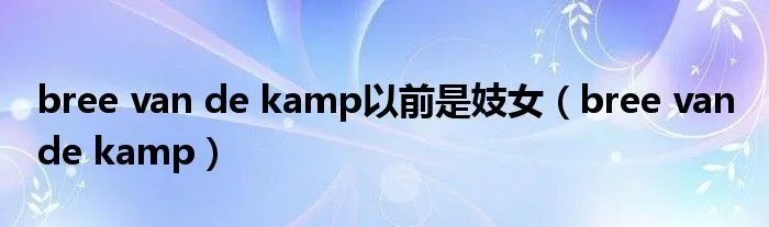 bree van de kamp以前是妓女（bree van de kamp）