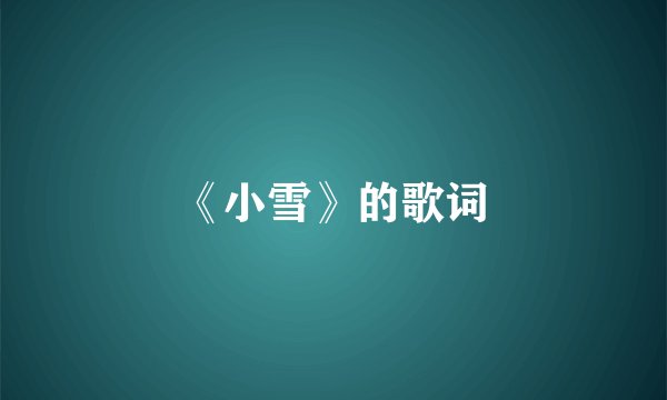 《小雪》的歌词