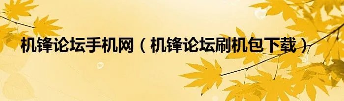 机锋论坛手机网（机锋论坛刷机包下载）