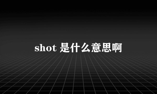 shot 是什么意思啊