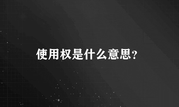 使用权是什么意思？