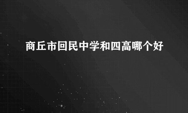商丘市回民中学和四高哪个好