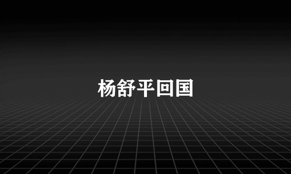 杨舒平回国