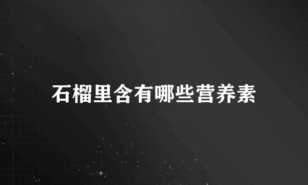 石榴里含有哪些营养素