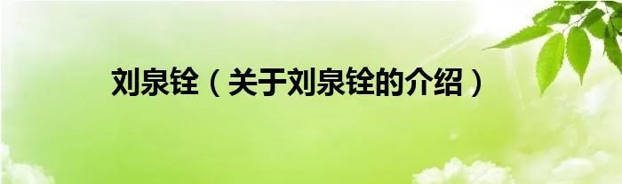 刘泉铨（关于刘泉铨的介绍）