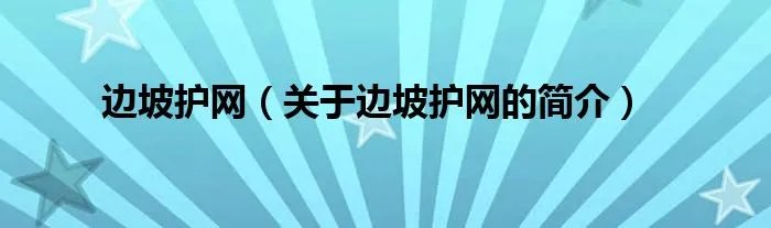 边坡护网（关于边坡护网的简介）