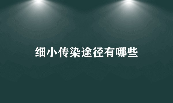 细小传染途径有哪些