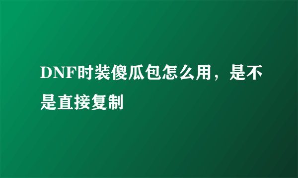 DNF时装傻瓜包怎么用，是不是直接复制