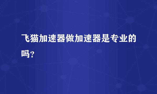 飞猫加速器做加速器是专业的吗？