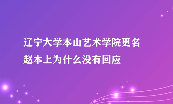辽宁大学本山艺术学院更名 赵本上为什么没有回应