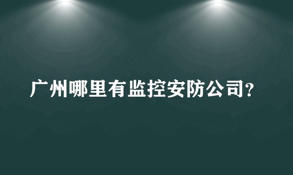 广州哪里有监控安防公司？