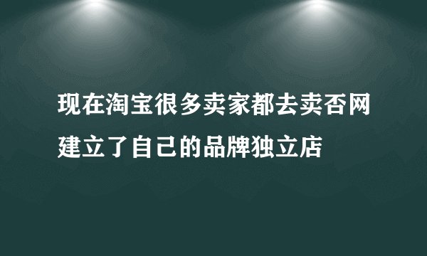 现在淘宝很多卖家都去卖否网建立了自己的品牌独立店