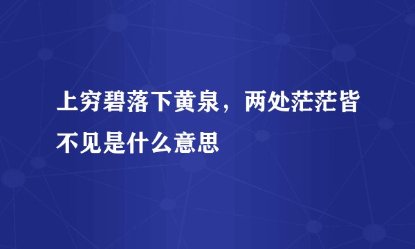上穷碧落下黄泉,两处茫茫皆不见是什么意思