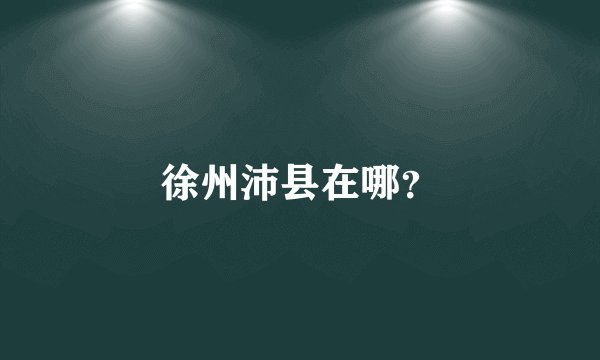 徐州沛县在哪？