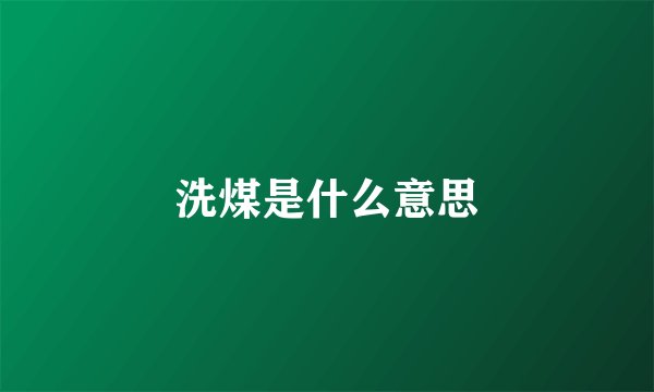 洗煤是什么意思