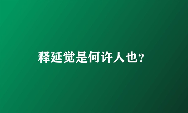 释延觉是何许人也？