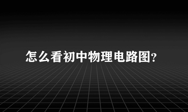 怎么看初中物理电路图？