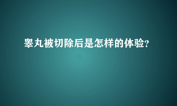 睾丸被切除后是怎样的体验？
