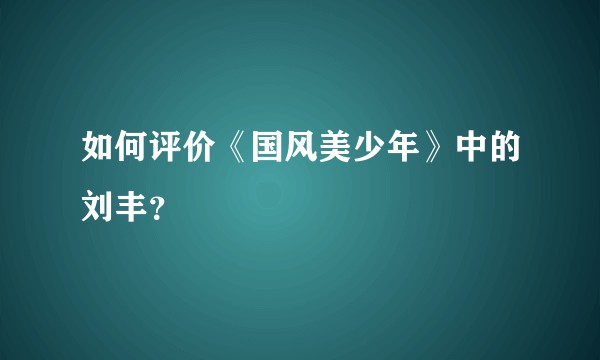 如何评价《国风美少年》中的刘丰？