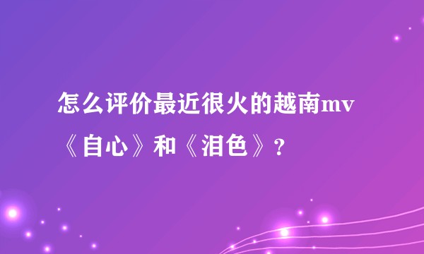 怎么评价最近很火的越南mv《自心》和《泪色》？