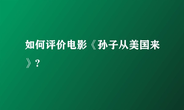如何评价电影《孙子从美国来》?