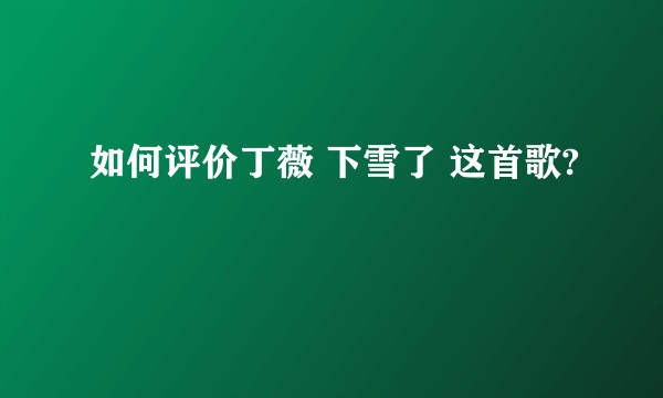 如何评价丁薇 下雪了 这首歌?